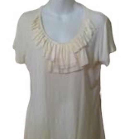 Alfani Blouse Short Sleeve Ruffle Neckline Large NWT - Picture 4 of 5